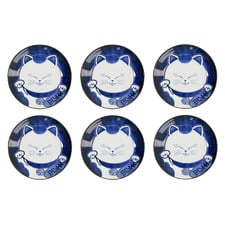 Blue Kawaii Cat Neko Side Plates (Set of 6)