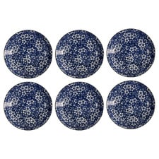 Tokyo Blue Sakura Round 25cm Porcelain Dinner Plates (Set of 6)