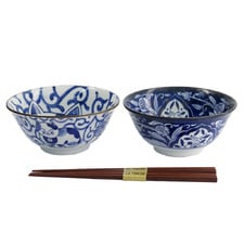 4 Piece Kawaii Cat Neko Swirl Bowl & Chopsticks Set