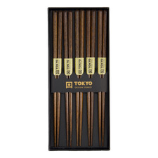5 Pairs Dark Brown Chopsticks Gift Set