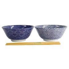4 Piece Nippon Blue Tayo Bowl & Chopsticks Set