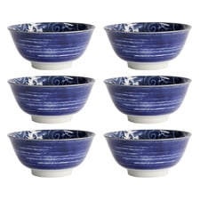 Blue Japonism Carp 14.7cm Porcelain Tayo Bowls (Set of 6)