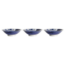 Blue Japonism Dragon Porcelain Menbachi Bowls (Set of 3)