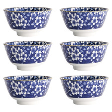 Tokyo Blue Sakura 12.8cm Porcelain Rice Bowls (Set of 6)