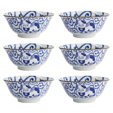 Kawaii Cat Neko Swirl 14.9cm Tayo Bowls (Set of 6)