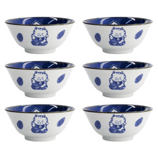 Blue Kawaii Cat Neko 14.9cm Tayo Bowls (Set of 6)