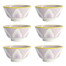 Lily Flower 13.5cm Porcelain Rice Bowls (Set of 6)