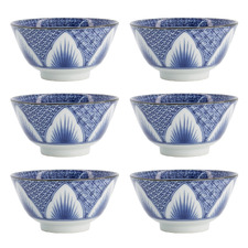 Lily Flower 13.5cm Porcelain Rice Bowls (Set of 6)