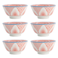 Lily Flower 13.5cm Porcelain Rice Bowls (Set of 6)