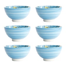 Seafood Crab 11.2cm Porcelain Rice Bowls (Set of 6)