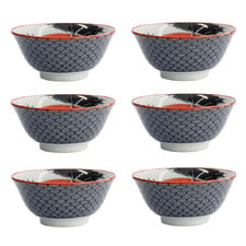 Asakusa Samurai 14.8cm Porcelain Bowls (Set of 6)
