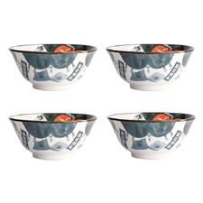 Asakusa Sumo 20.5cm Porcelain Bowls (Set of 4)