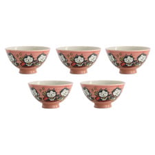 Kawaii Meow Cat 11.4cm Porcelain Bowls (Set of 5)