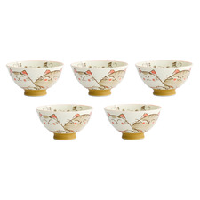Cream Kawaii Cat Neko 11.5cm Porcelain Bowls (Set of 5)