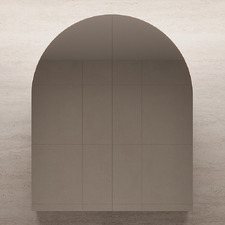 Massey 900mm Matte White Arch Mirrored Shaving Cabinet with Glass Shelves