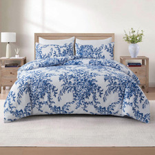 Blue & White 1000TC Brushed Microfibre Quilt Cover Set