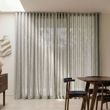 Custom Burano Linen-Blend Sheer S-Fold Single Panel Curtain & Track Set