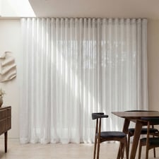 Custom Burano Linen-Blend Sheer S-Fold Single Panel Curtain & Track Set