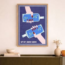 Sip Sip Framed Paper Print Wall Art