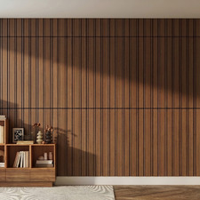 Acoura Space 1200 x 600mm Amber Walnut Easy Stick Acoustic Slat Wall Panels (Set of 4)