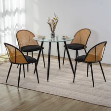 4 Seater Black Adeline Dining Table & Chair Set