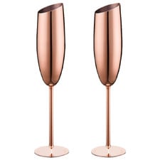 Rose Gold Rosetta 200ml Stainless Steel Champagne Glasses (Set of 2)