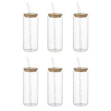 500ml Jeevan To-Go Glass Bottles with Lid & Straw (Set of 6)