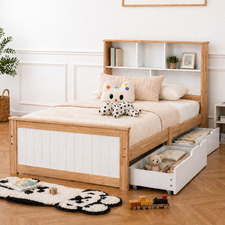 Eli Rubberwood Bed Frame with Drawers