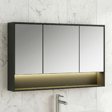 Meriden 1200mm LED Mirrored Shaving Cabinet with Open Shelf