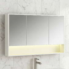 Meriden 1200mm LED Mirrored Shaving Cabinet with Open Shelf