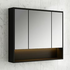 Meriden 900mm LED Mirrored Shaving Cabinet with Open Shelf