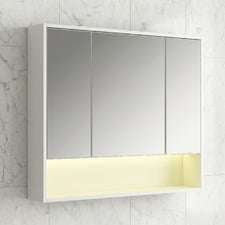 Meriden 900mm LED Mirrored Shaving Cabinet with Open Shelf