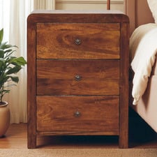 Dean 3 Drawer Mango Wood Bedside Table