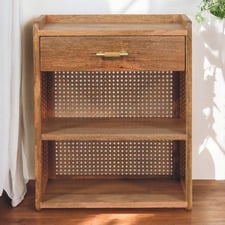 Jenna Mango Wood & Rattan Bedside Table