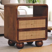 Austra Mango Wood & Rattan Bedside table
