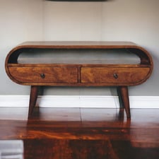 90cm Chestnut Yury 2 Drawer Mango Wood TV Unit