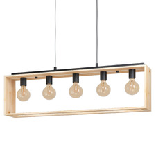 Famborough Steel & Rubberwood 5 Light Pendant