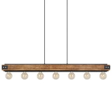 Layham Steel & Rubberwood Linear 7 Light Pendant