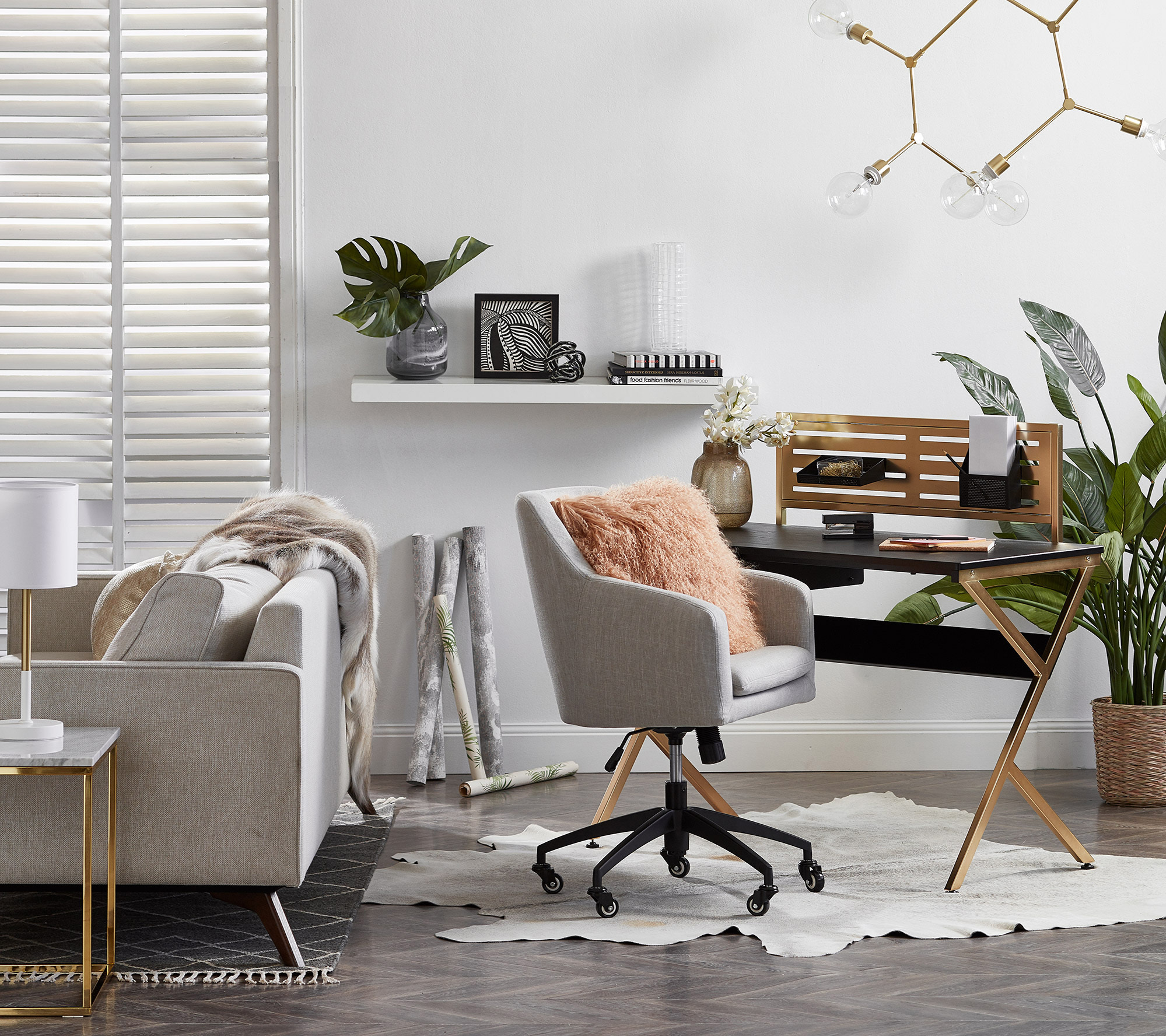 Luxe Living Room room ideas. Bright Desk Corner. By Temple & ster