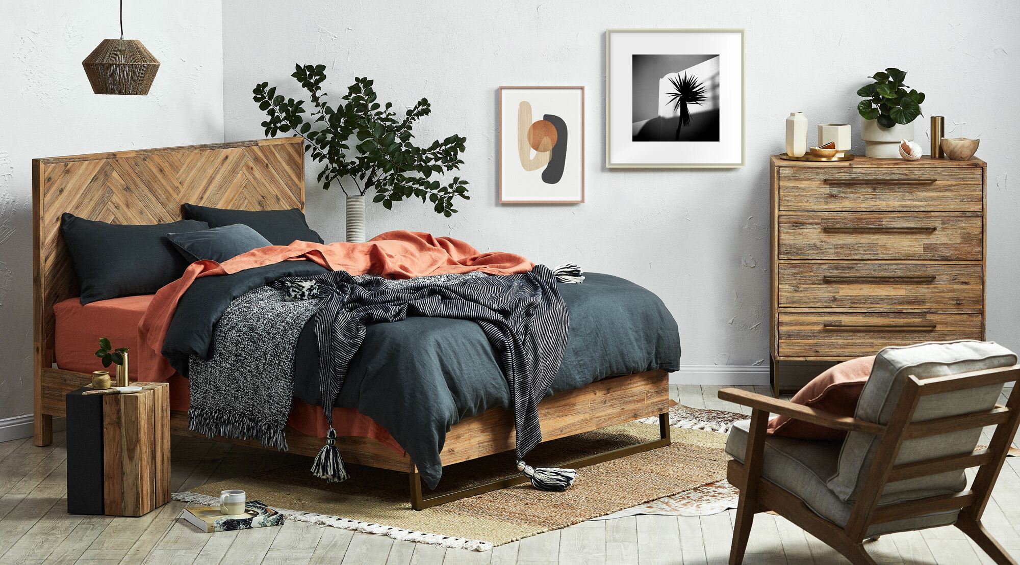 Navy &amp; Rust Bedroom photo by Temple &amp; Webster
