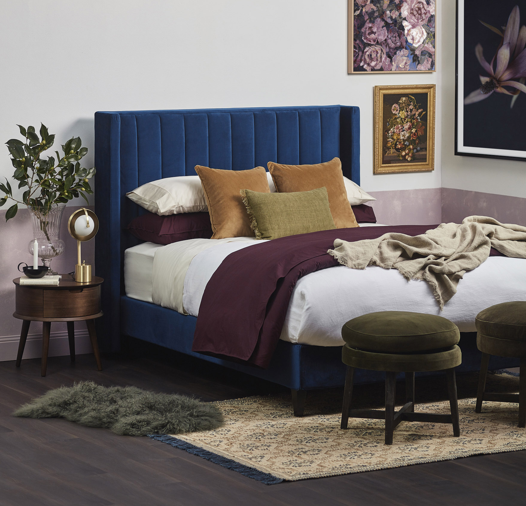 Blue Velvet Rich Modern Bedroom photo by Temple &amp; Webster