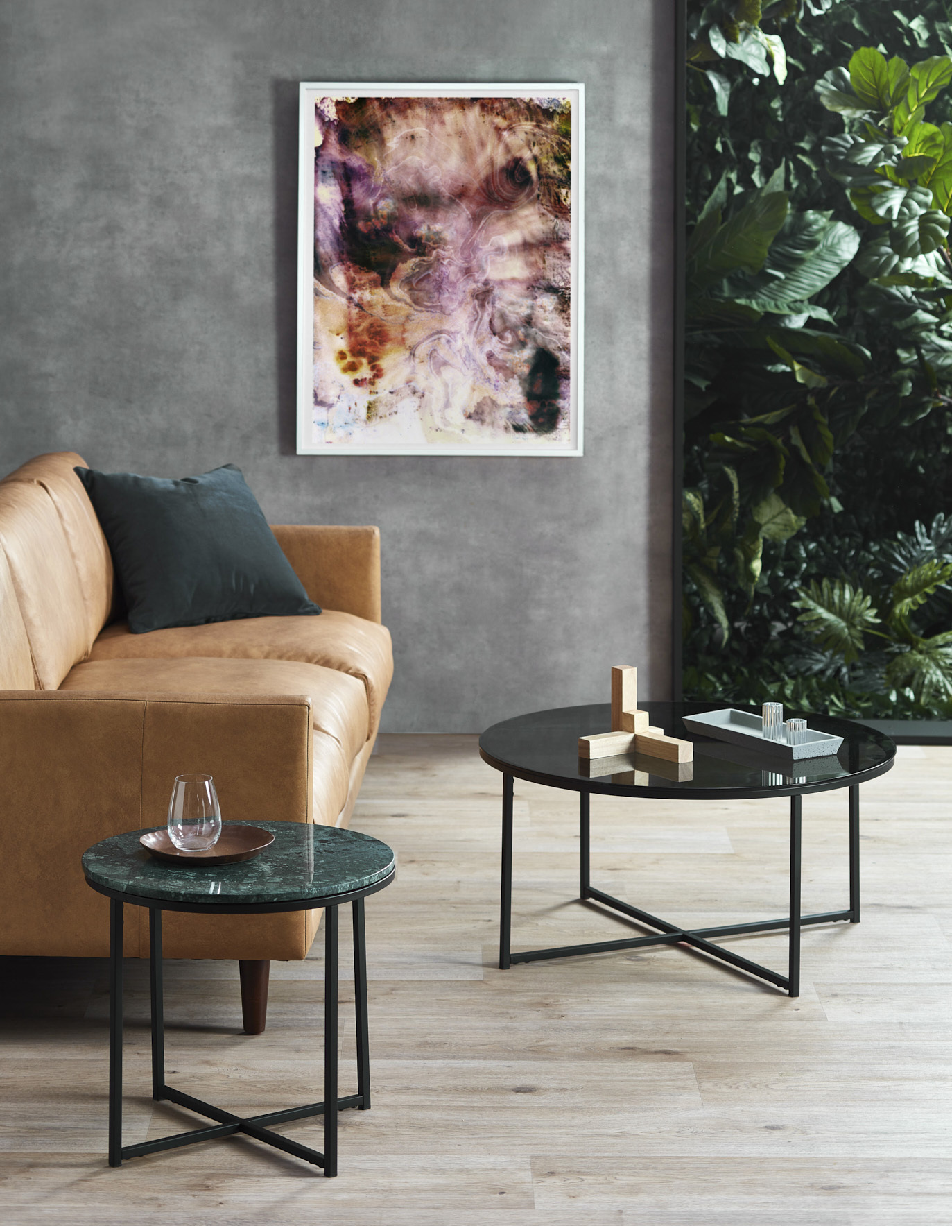 Contemporary Marble &amp; Leather Living photo by Temple &amp; Webster