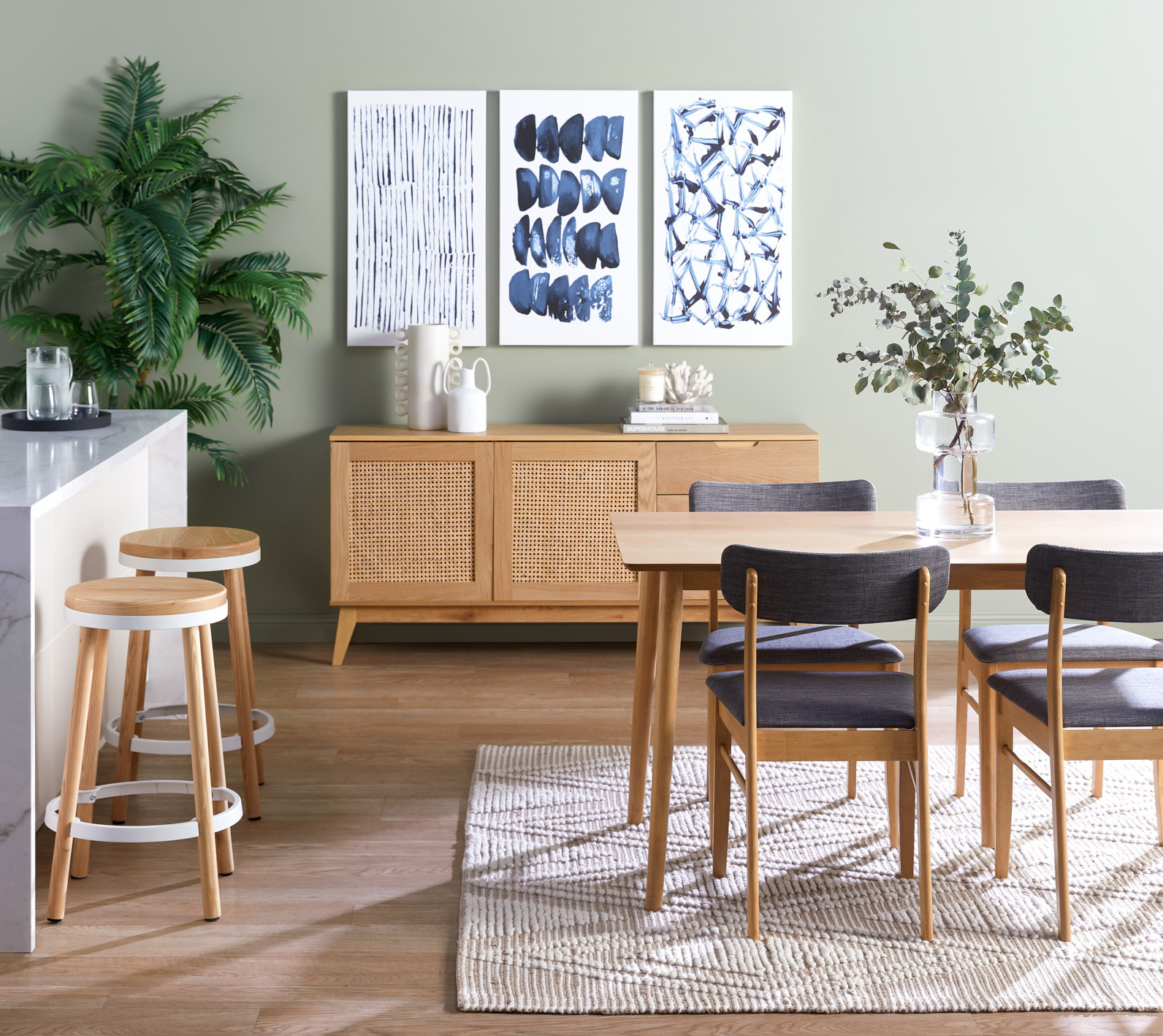 Bright Timber &amp; Rattan Dining Room photo by Temple &amp; Webster