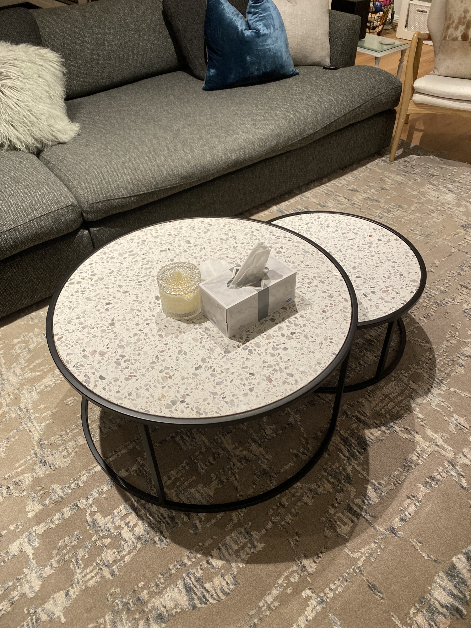 Square Design 40-45 cm High Set of 2 Made of Glass & MDF Relaxdays Nesting End Living Room Table 45 x 45 x 45 cm Black 
