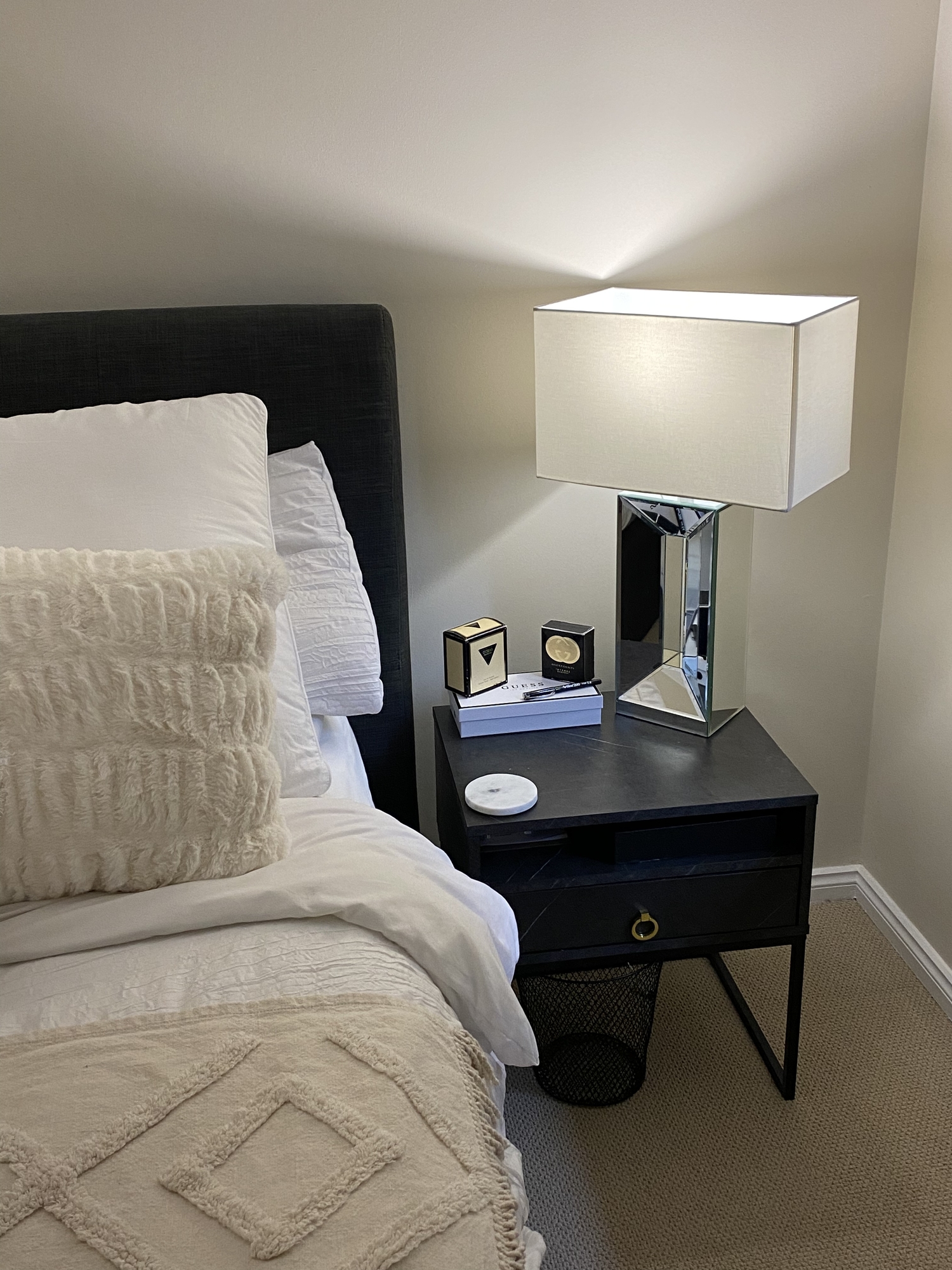 mirrored bedside table lamp