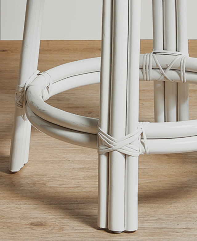 Close-up of the base displays the circular interior support bar that gives it stability and acts as a footrest.