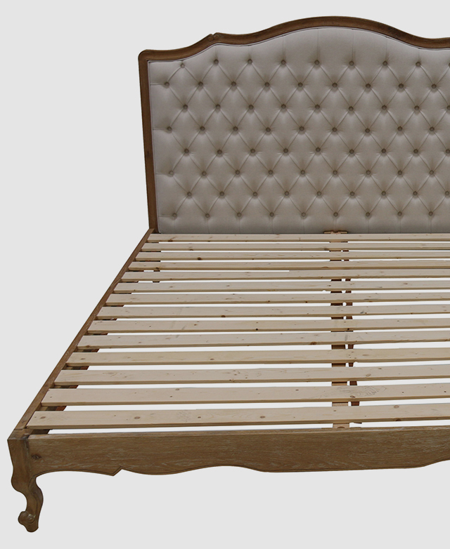 The bed is fully assembled, & shown without a mattress so that the timber slats are on display. The bed is fully assembled, & shown without a mattress so that the timber slats are on display.