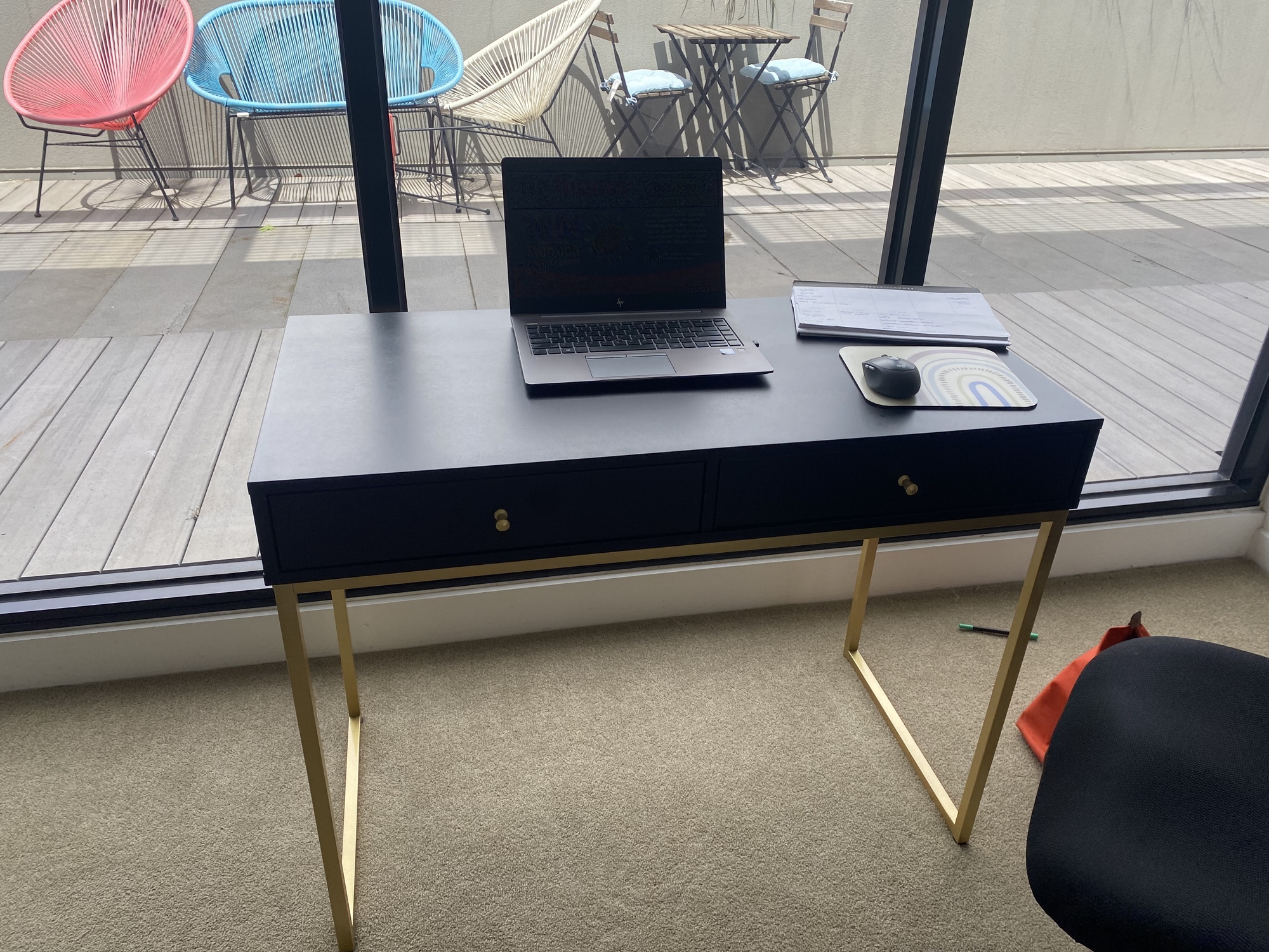 silver and gold desk