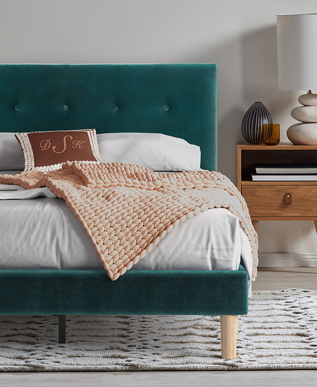 Studio Home Green Kristian Velvet Bed | Temple & Webster