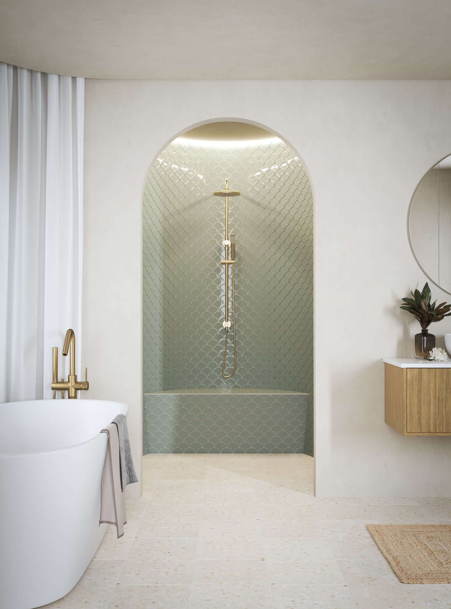 Contemporary Bathroom room ideas. Statement Shower Bathroom. By Temple